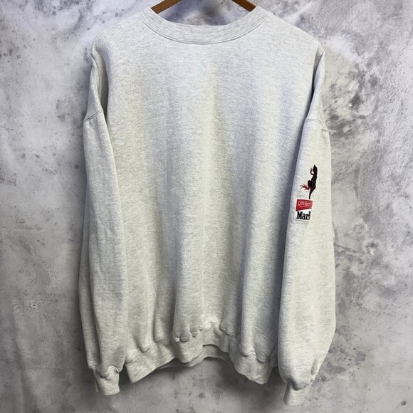 Vintage Marlboro Sweatshirt Mens Gray Crew Neck Y2k 90s Large 25x26 - Picture 1 of 9
